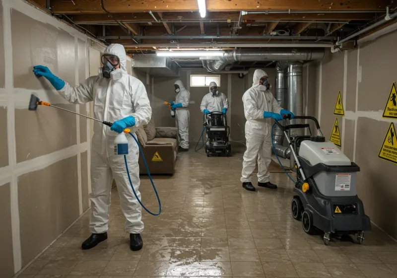 Basement Moisture Removal and Structural Drying process in French Island, WI